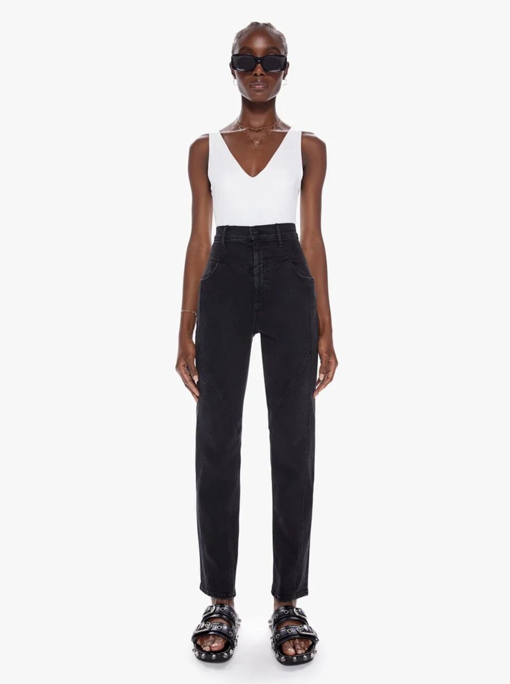 MOTHER High Waisted Pointy Study Nerdy Vroom Wash Sz 24 $248 {3T47}